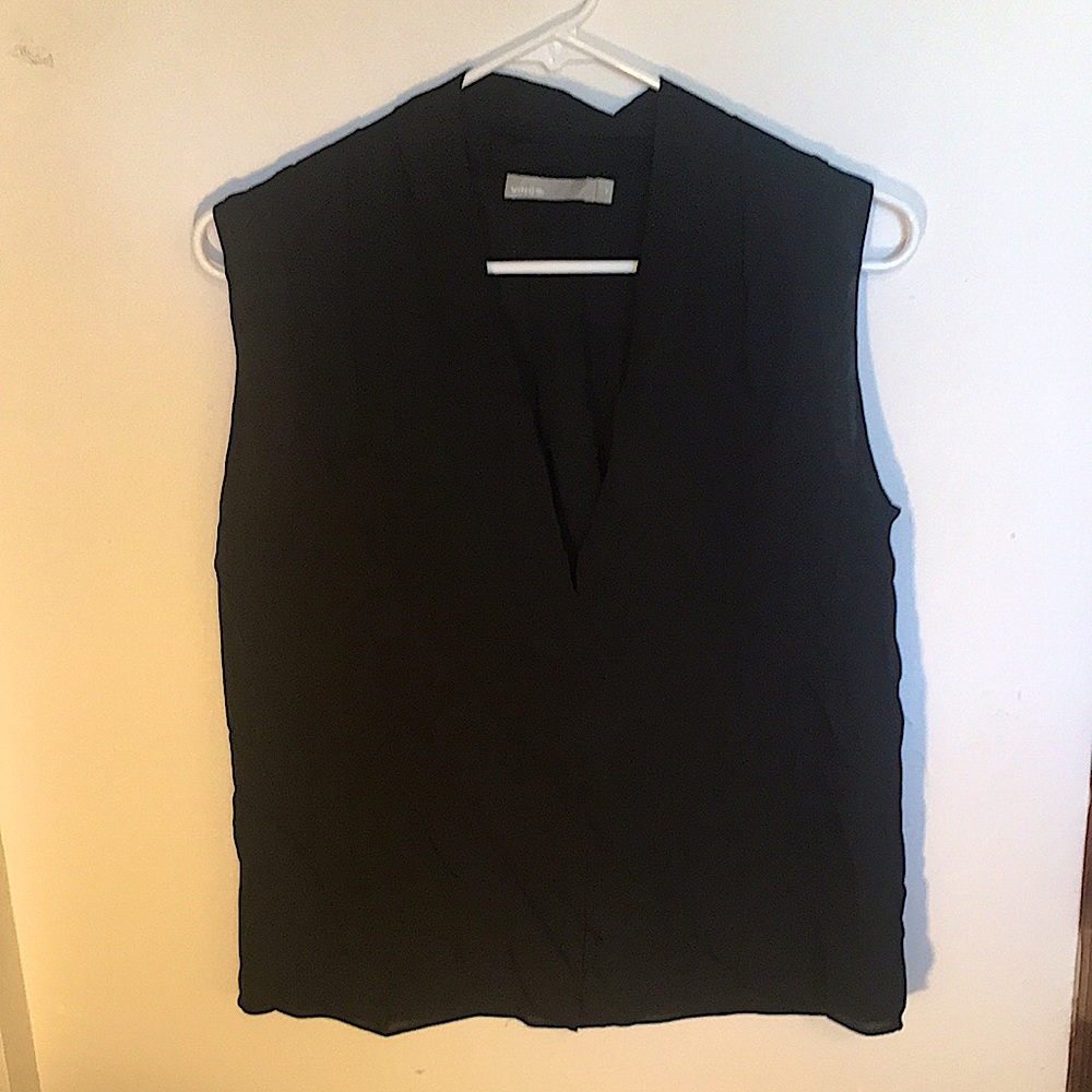 Vince Black V-Neck Blouse XS